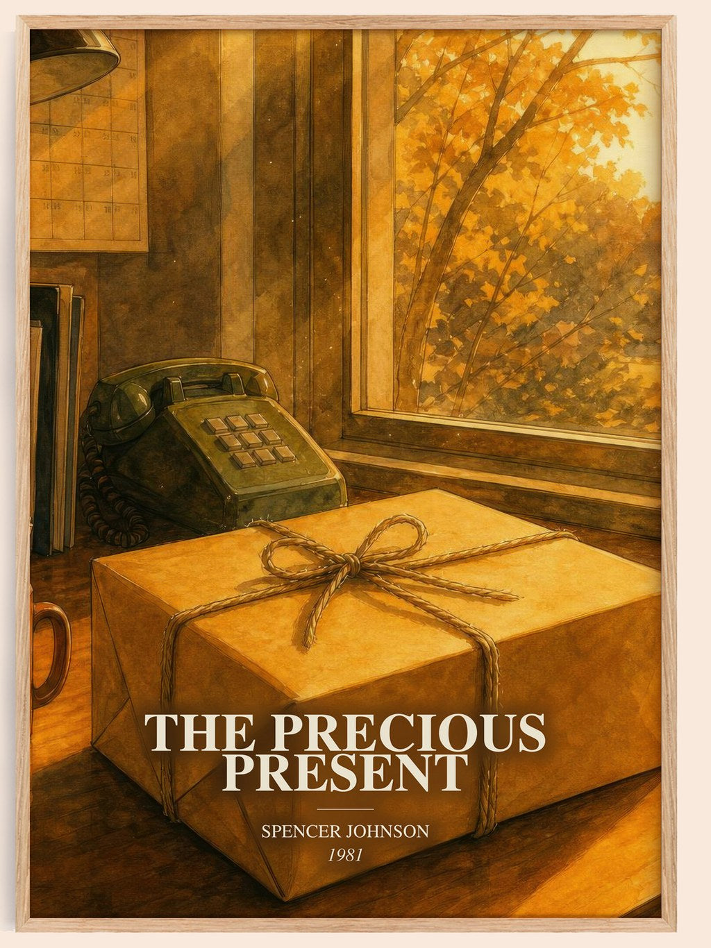 The precious present watercolour book poster by Spencer Johnson – framed literary art print