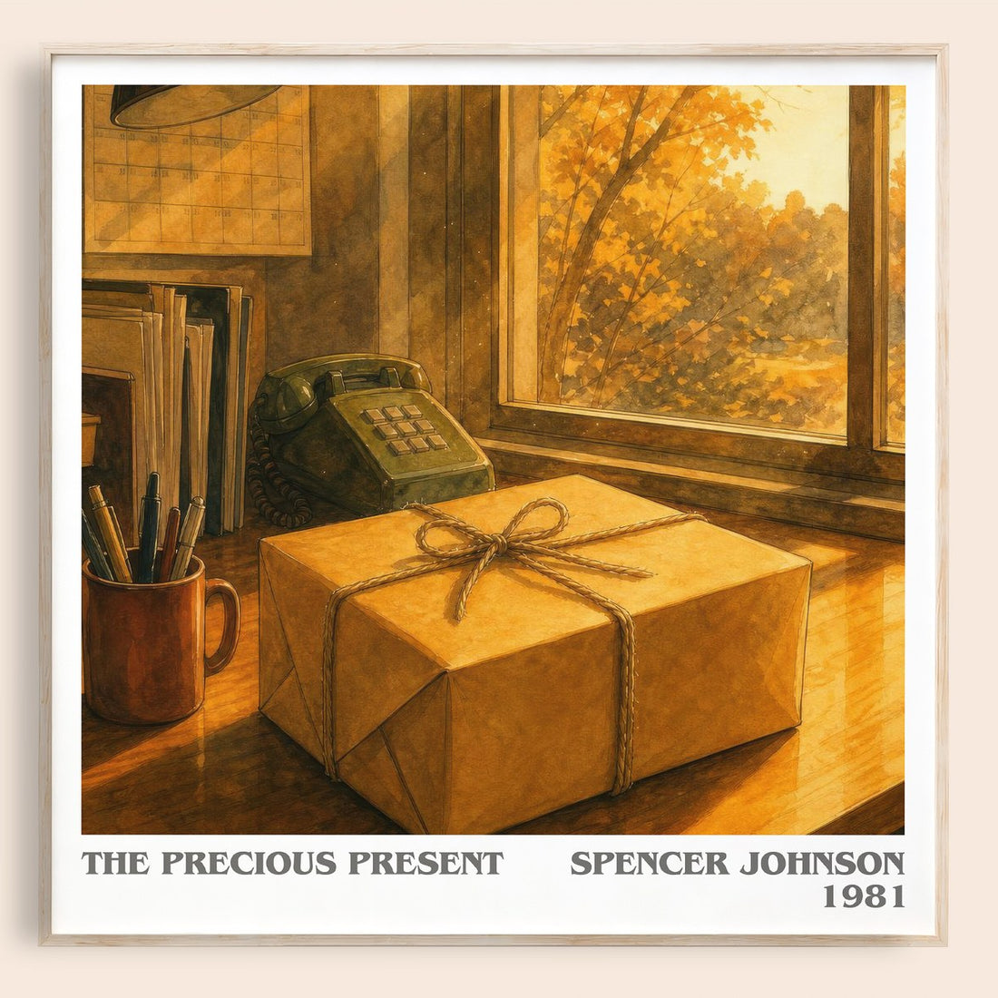 The precious present literary book poster by Spencer Johnson – framed literary art print