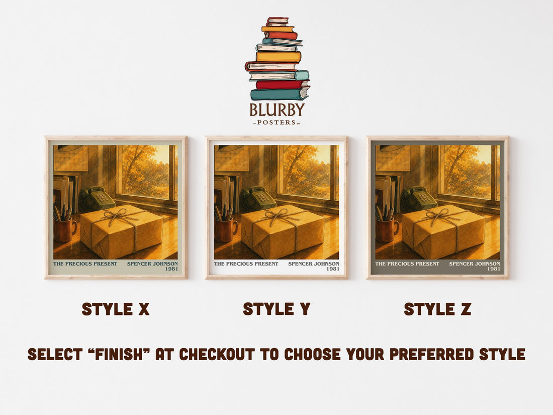 The precious present literary print in frame leaning in hallway – philosophy wall art (mockup)