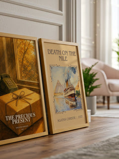The precious present watercolour print framed by window – literary home decor