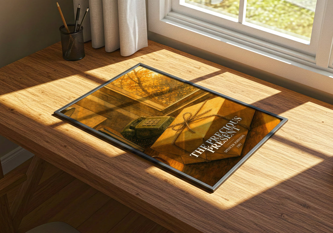 The precious present watercolour book poster framed on wall – philosophy wall art