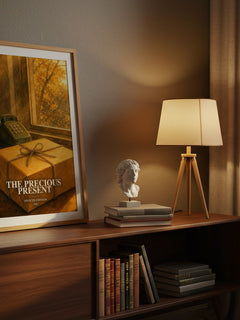 The precious present watercolour print on bookshelf – Spencer Johnson fan gift