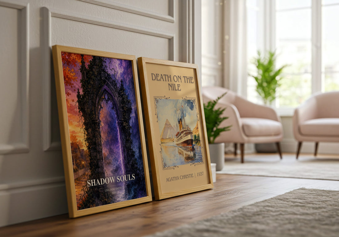 Shadow souls watercolour print framed by window – literary home decor