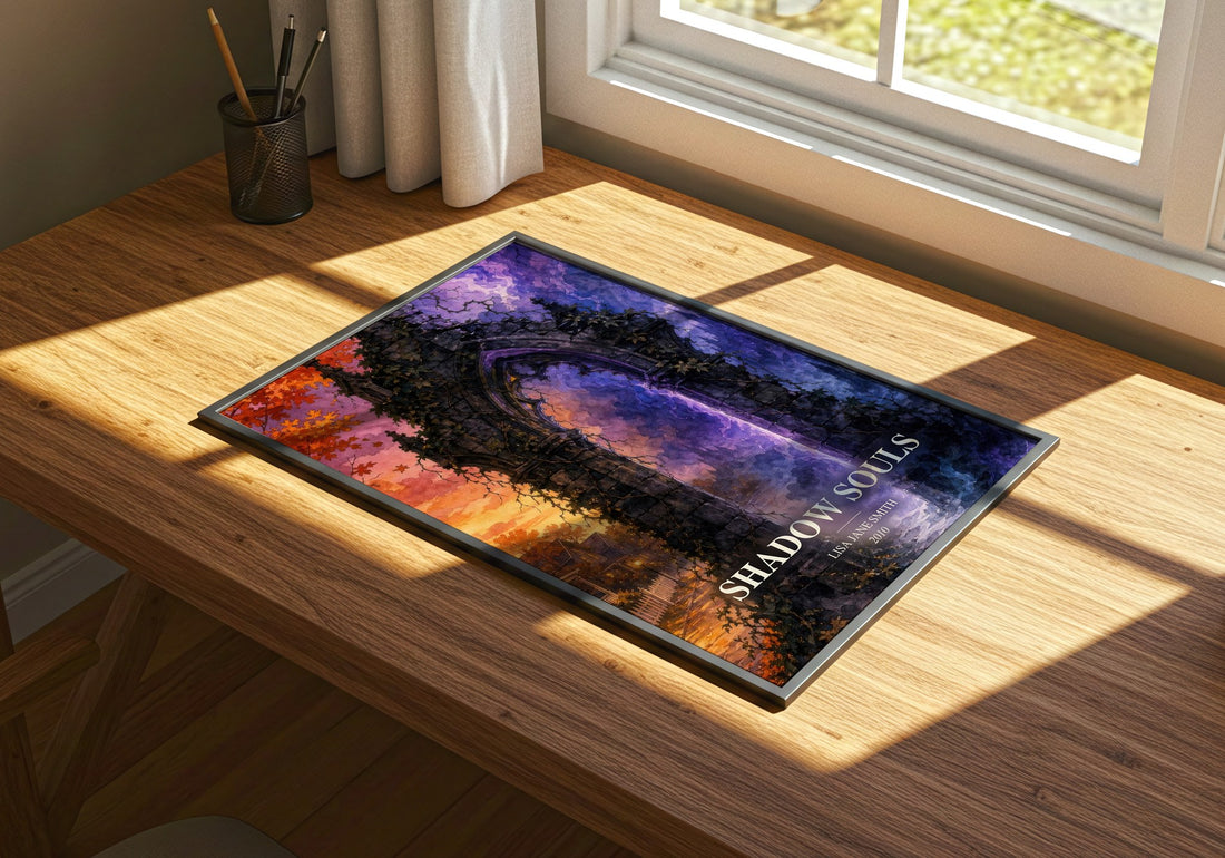 Shadow souls watercolour book poster framed on wall – young adult wall art