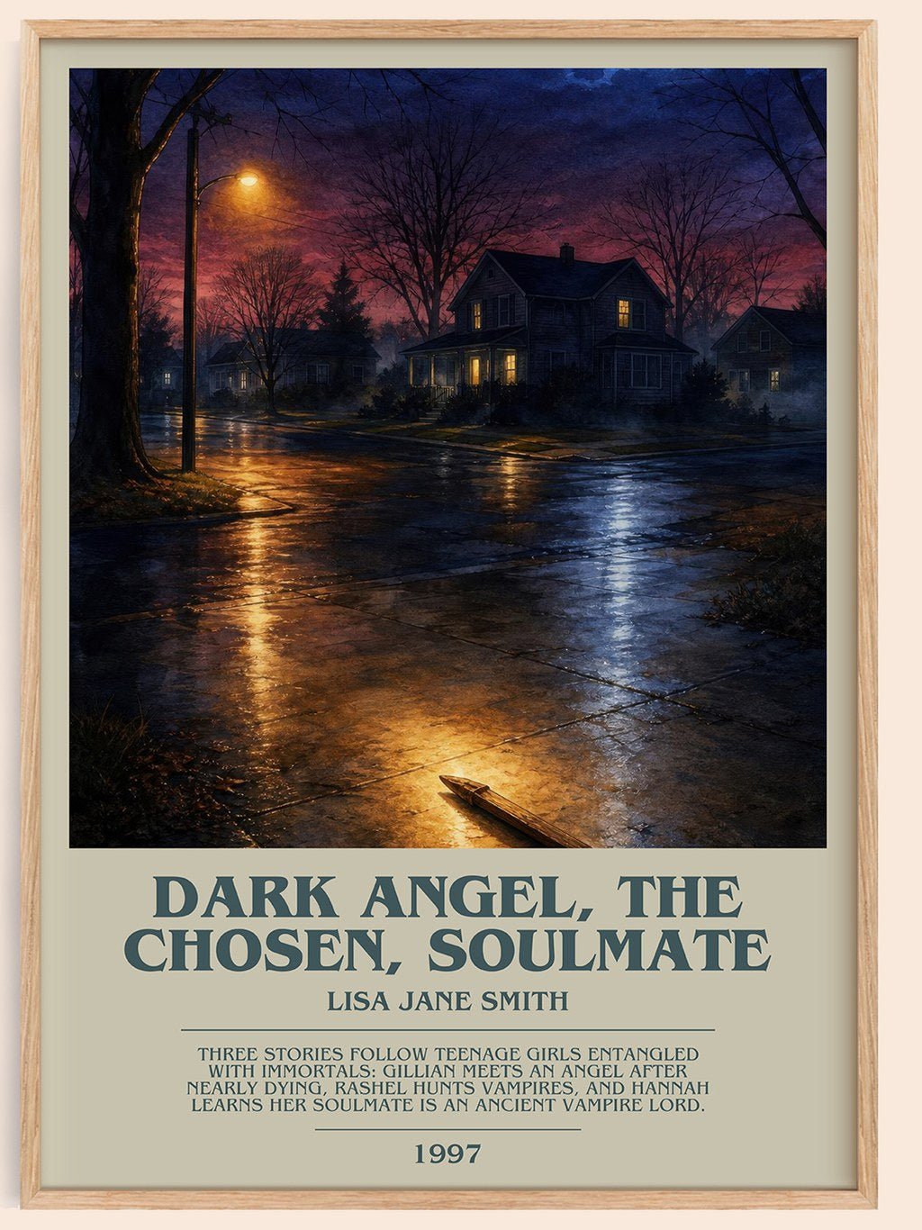 Dark Angel, The Chosen, Soulmate bookish book poster by Lisa Jane Smith – framed literary art print