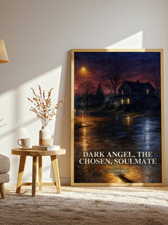 Dark Angel, The Chosen, Soulmate watercolour print in frame leaning in hallway – young adult wall art