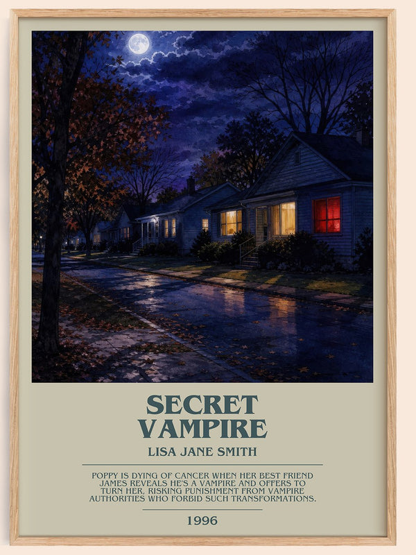 Secret vampire bookish book poster by Lisa Jane Smith – framed literary art print