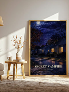 Secret vampire watercolour print in frame leaning in hallway – young adult wall art