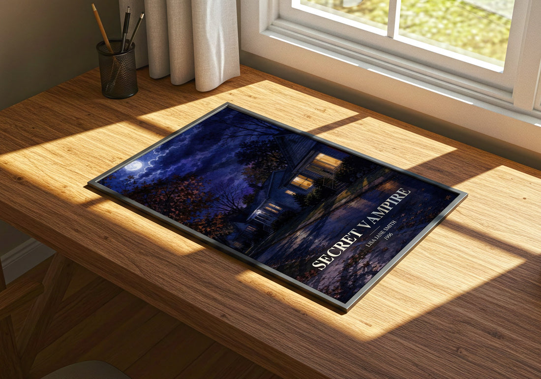 Secret vampire watercolour book poster framed on wall – young adult wall art