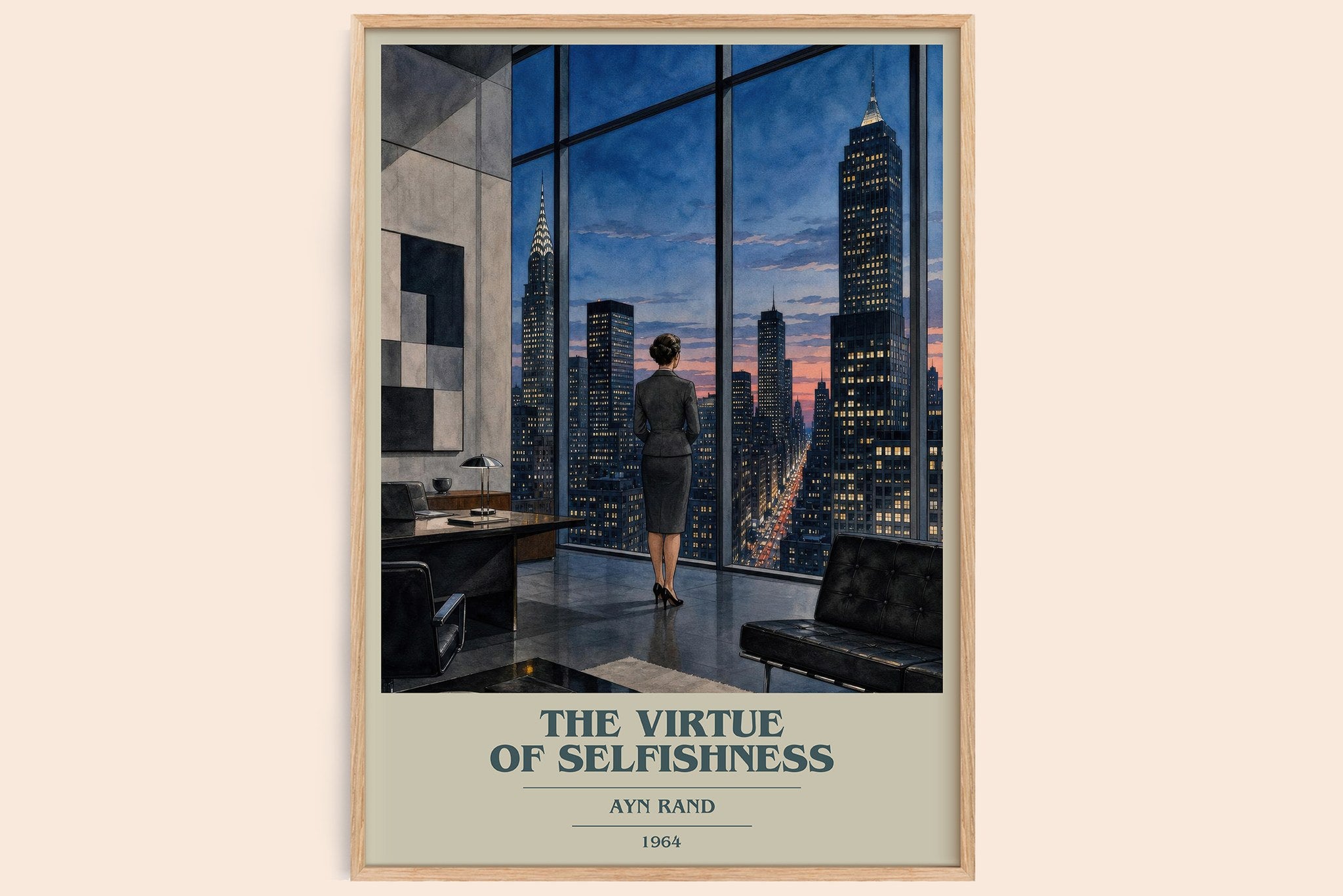The Virtue of Selfishness Book Cover Poster by Ayn Rand
