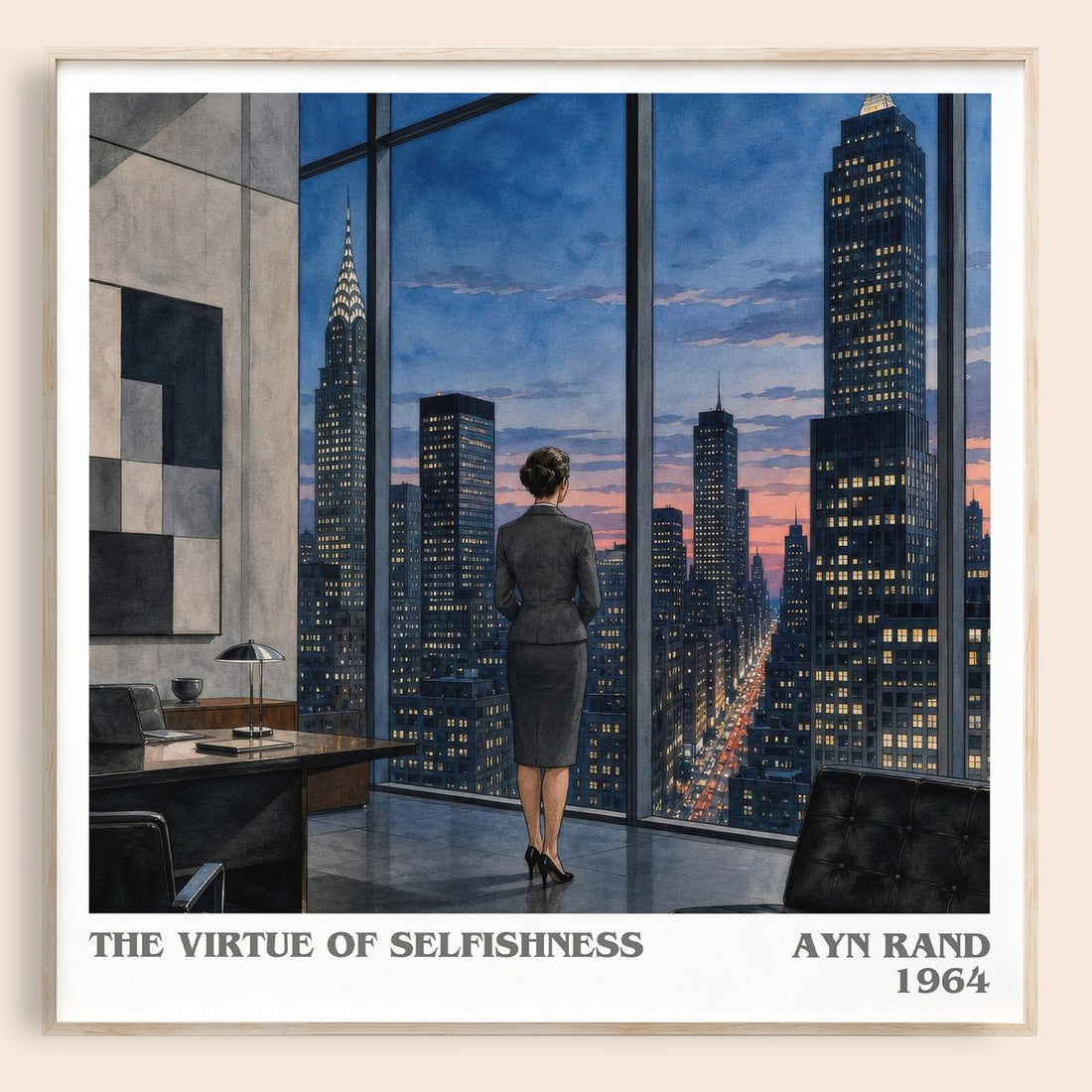 The Virtue of Selfishness literary book poster by Ayn Rand – framed literary art print