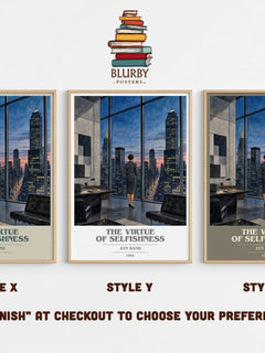 The Virtue of Selfishness book cover print in frame leaning in hallway – philosophy wall art