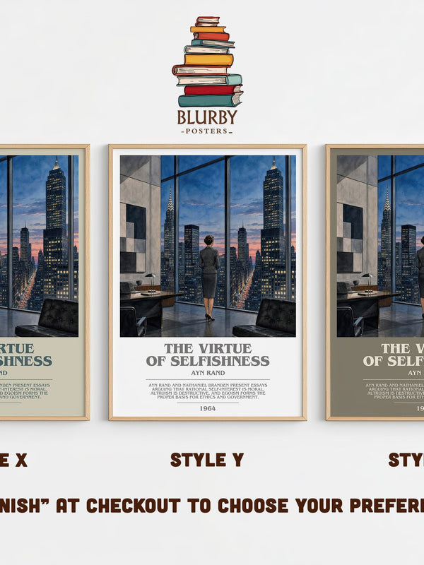 The Virtue of Selfishness bookish print in frame leaning in hallway – philosophy wall art