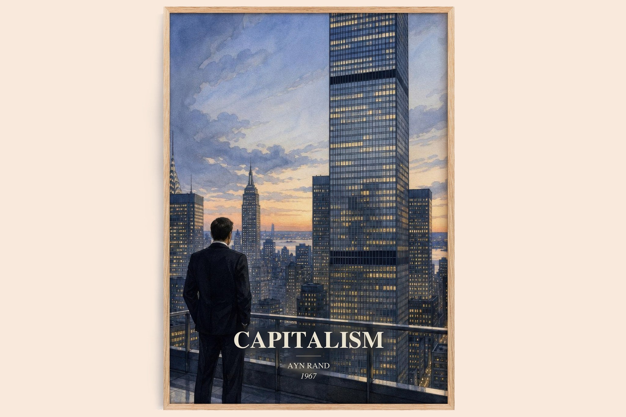 Capitalism Book Watercolour Illustration by Ayn Rand