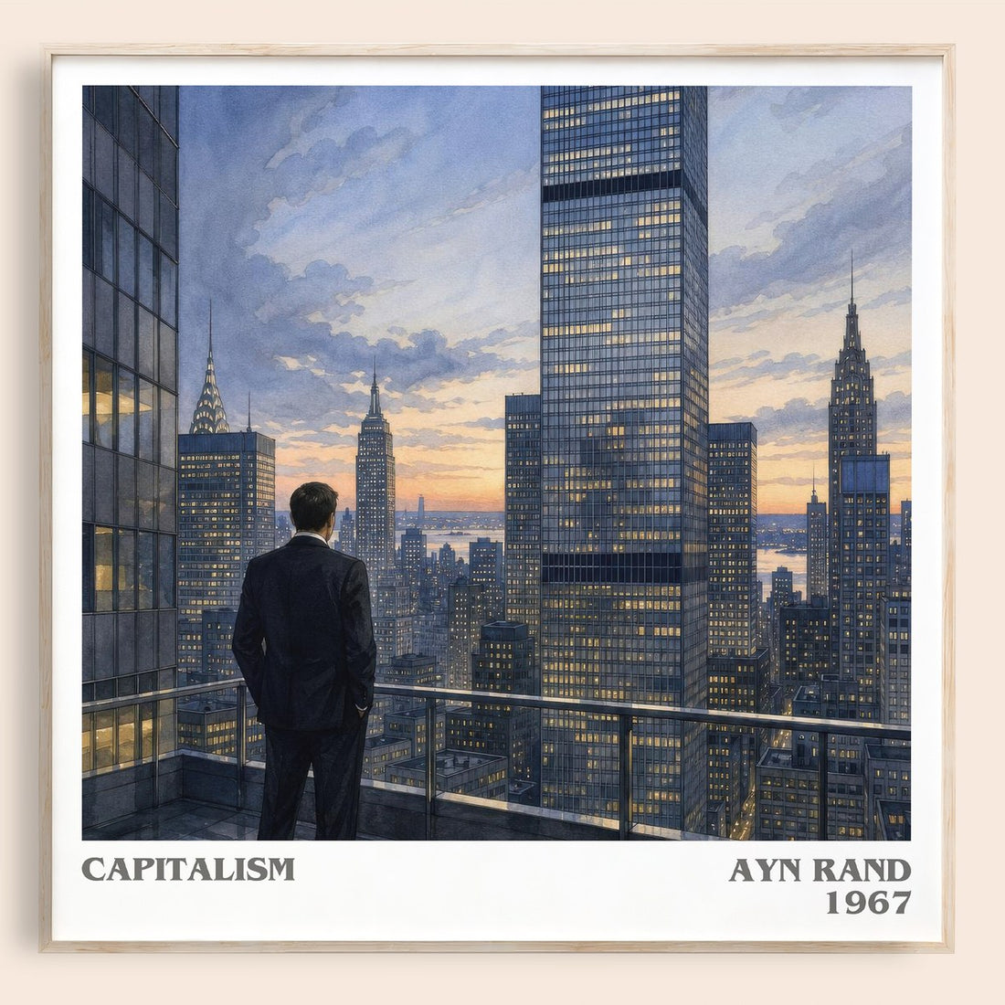 Capitalism literary book poster by Ayn Rand – framed literary art print