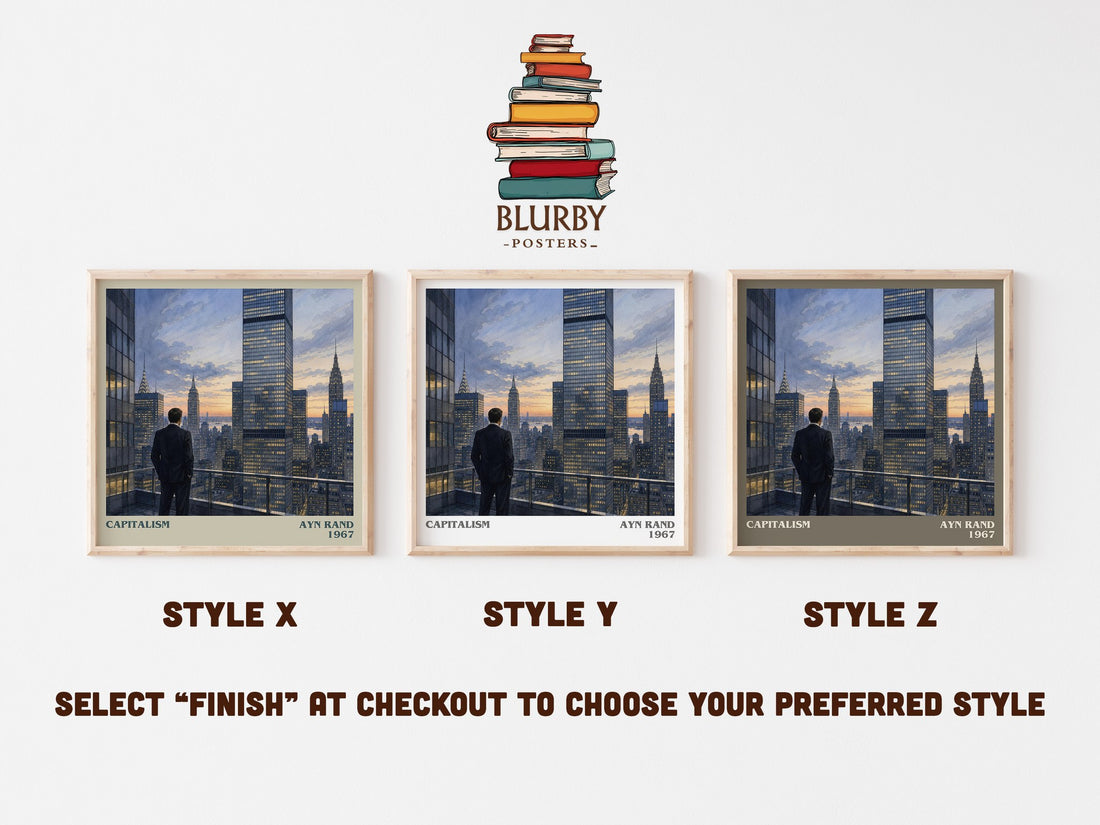 Capitalism literary print in frame leaning in hallway – philosophy wall art (mockup)
