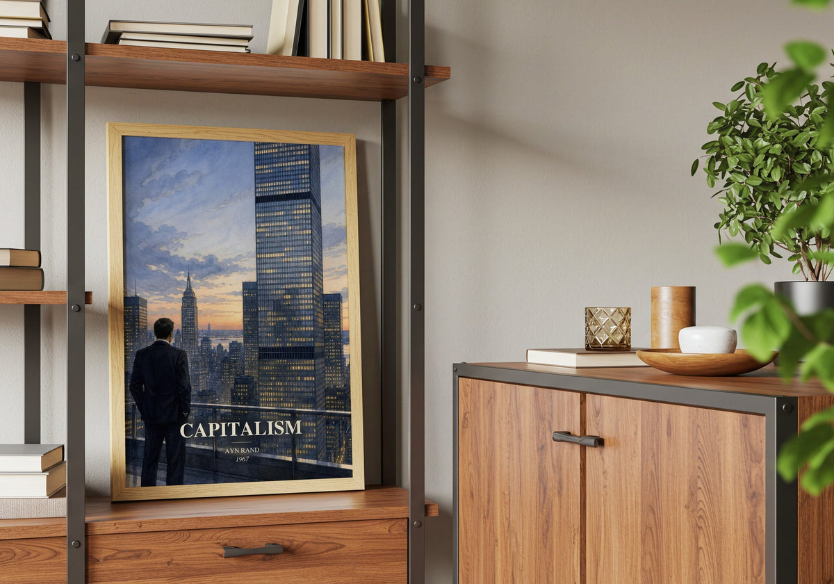 Capitalism book watercolour illustration paper finish options – matte satin gloss