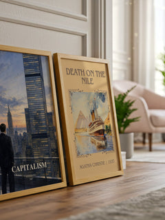 Capitalism watercolour print framed by window – literary home decor