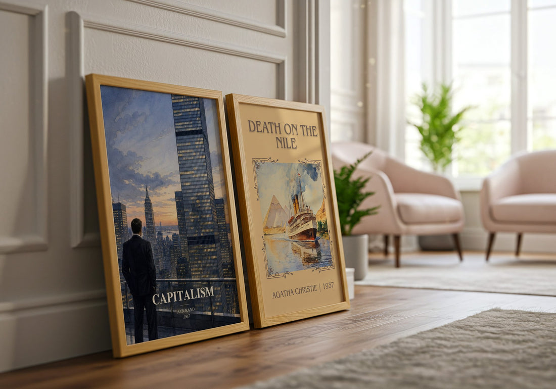 Capitalism watercolour print framed by window – literary home decor
