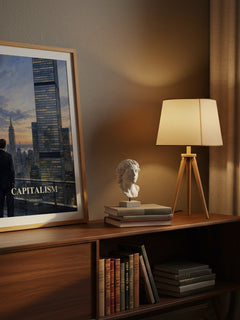 Capitalism watercolour print on bookshelf – Ayn Rand fan gift