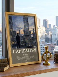 Capitalism bookish print framed by window – literary home decor
