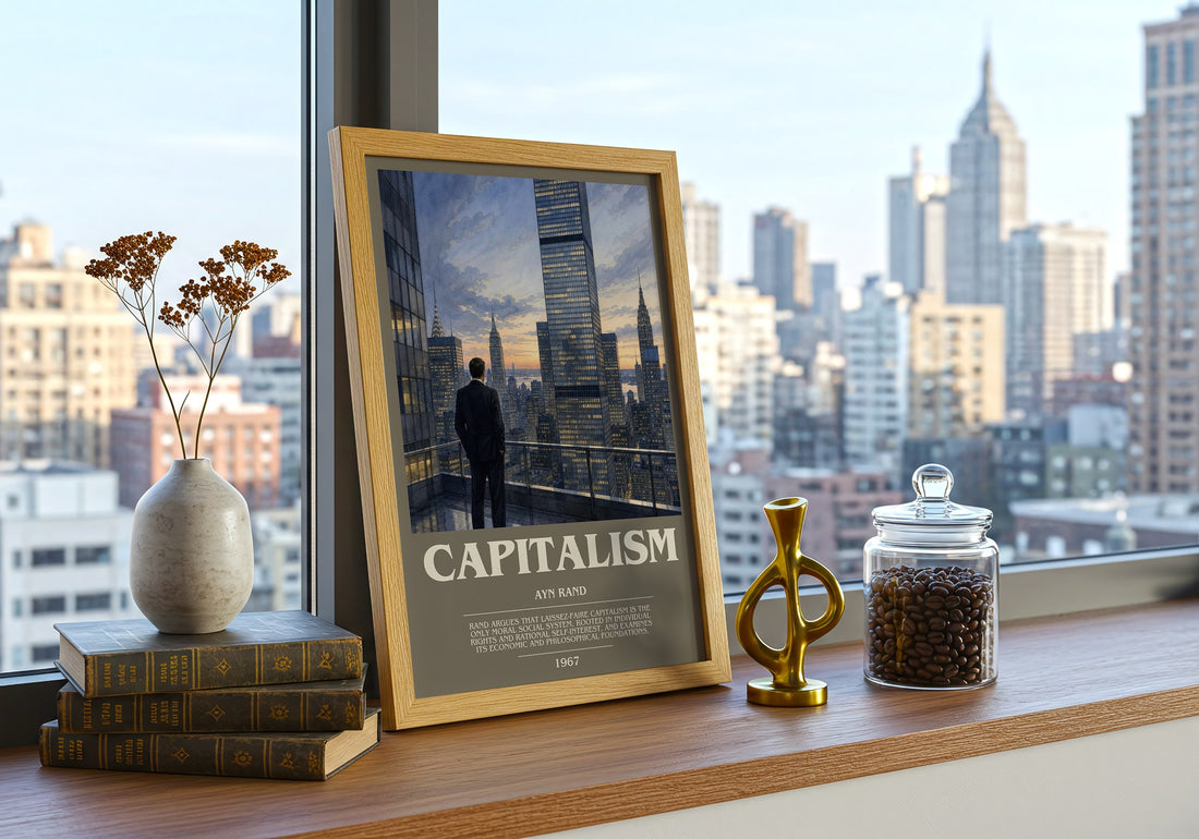 Capitalism bookish print framed by window – literary home decor