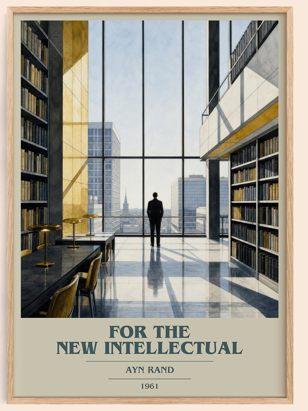 For the New Intellectual book cover book poster by Ayn Rand – framed literary art print