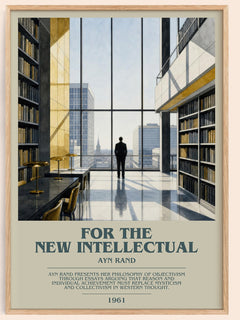 For the New Intellectual bookish book poster by Ayn Rand – framed literary art print