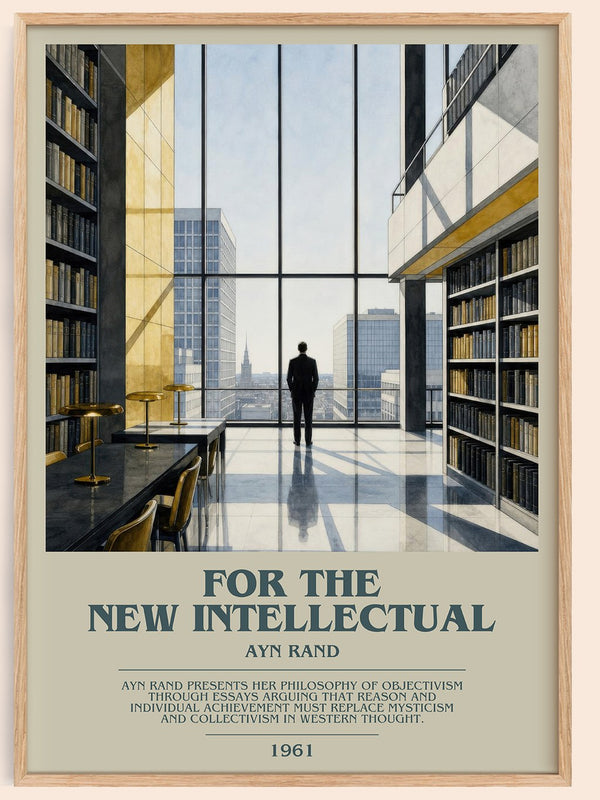 For the New Intellectual bookish book poster by Ayn Rand – framed literary art print