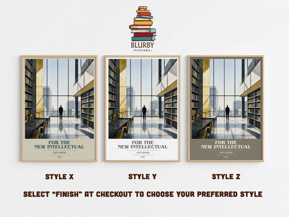 For the New Intellectual book cover print in frame leaning in hallway – philosophy wall art (mockup)