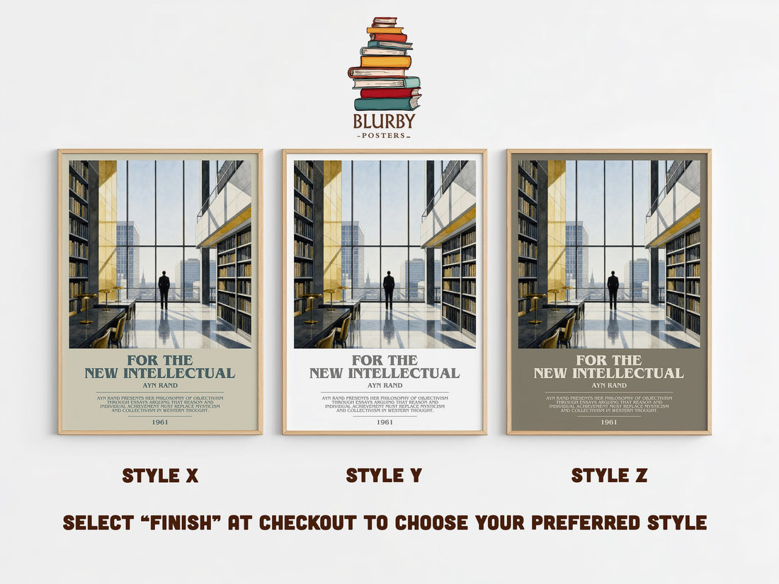 For the New Intellectual bookish print in frame leaning in hallway – philosophy wall art (mockup)
