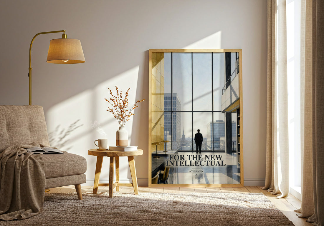 For the New Intellectual watercolour print in frame leaning in hallway – philosophy wall art