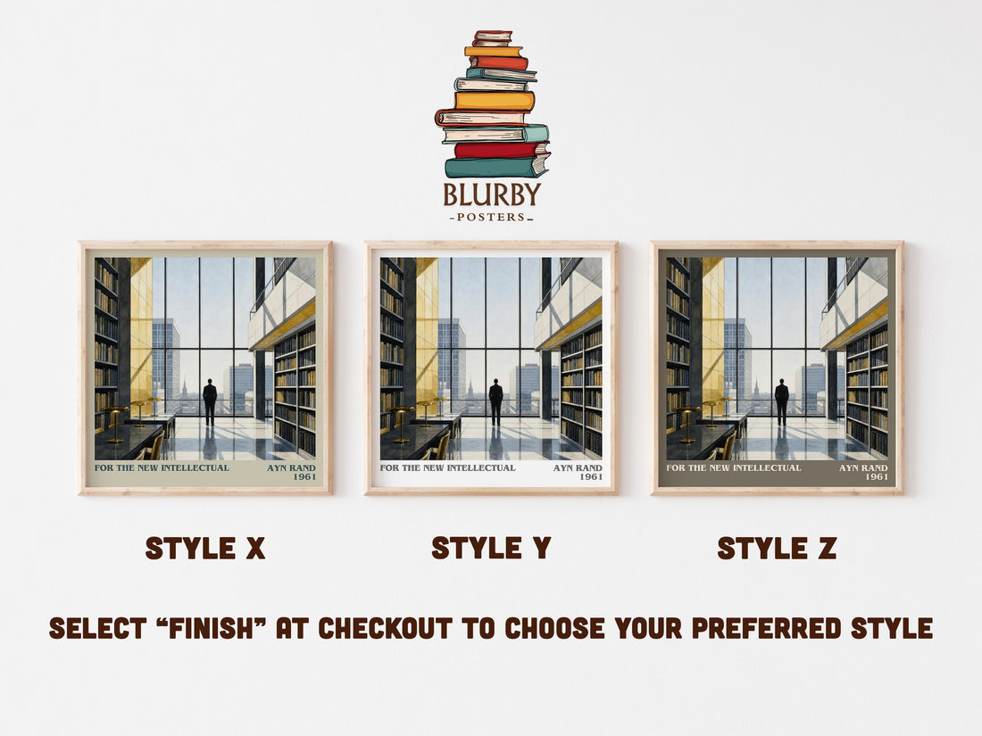 For the New Intellectual literary print in frame leaning in hallway – philosophy wall art (mockup)
