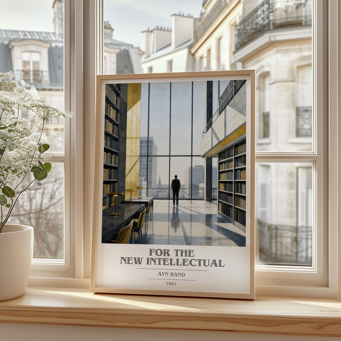 For the New Intellectual book cover poster colour and style options – Ayn Rand book art