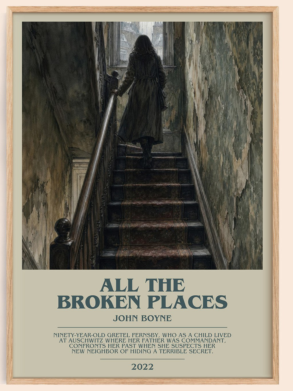 All the Broken Places bookish book poster by John Boyne – framed literary art print