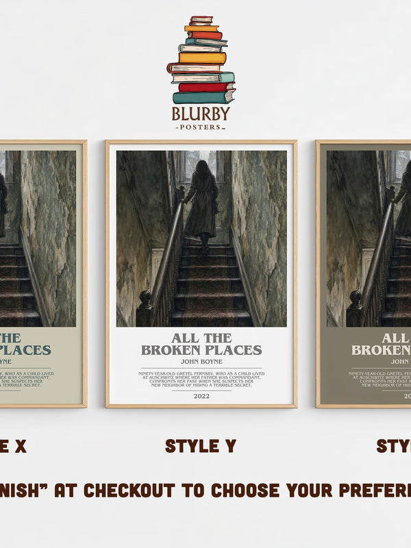 All the Broken Places bookish print in frame leaning in hallway – historical fiction wall art
