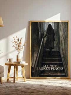 All the Broken Places watercolour print in frame leaning in hallway – historical fiction wall art