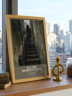 All the Broken Places book cover print framed by window – literary home decor