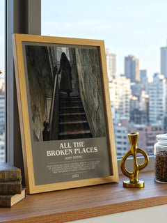 All the Broken Places bookish print framed by window – literary home decor