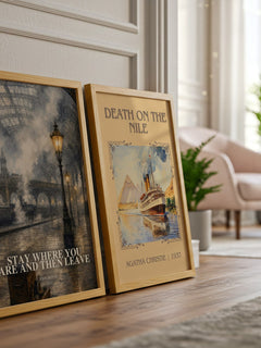 Stay Where You are and Then Leave watercolour print framed by window – literary home decor