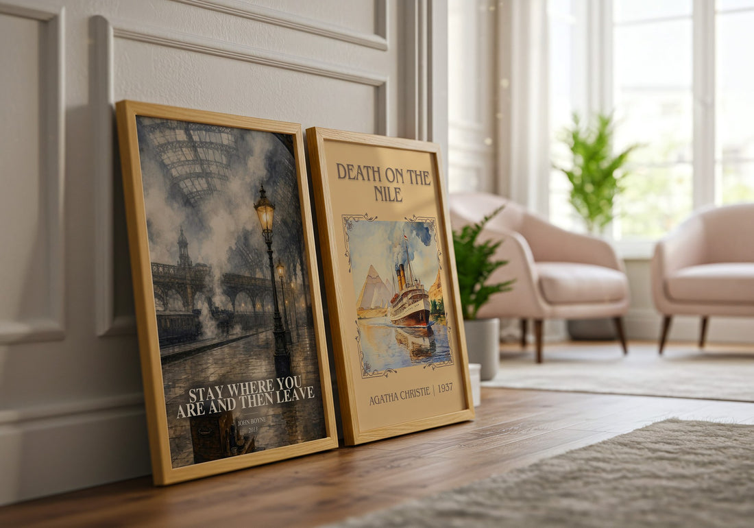 Stay Where You are and Then Leave watercolour print framed by window – literary home decor
