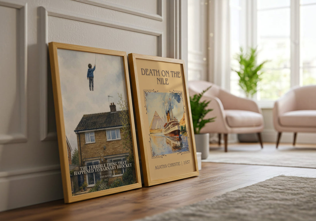 The Terrible Thing That Happened to Barnaby Brocket watercolour print framed by window – literary home decor