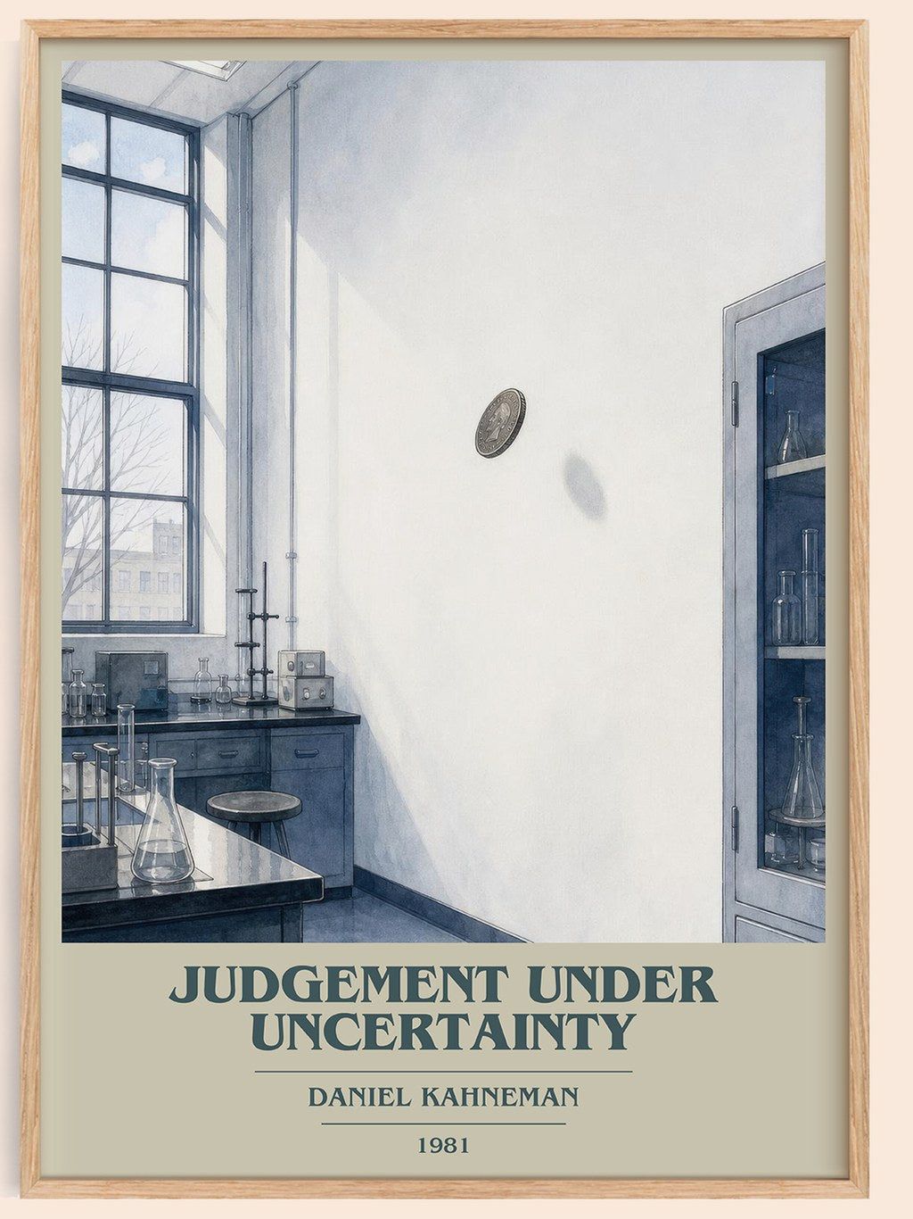Judgement under uncertainty book cover book poster by Daniel Kahneman – framed literary art print