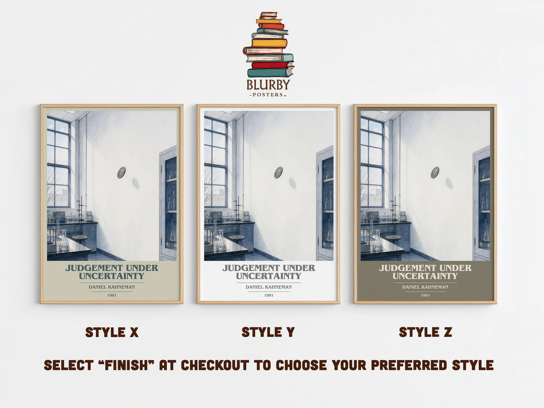 Judgement under uncertainty book cover print in frame leaning in hallway – __new__:educational wall art (mockup)