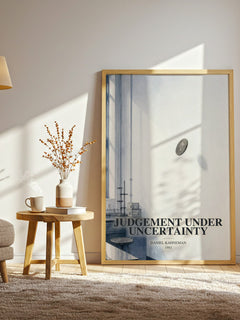 Judgement under uncertainty watercolour print in frame leaning in hallway – __new__:educational wall art