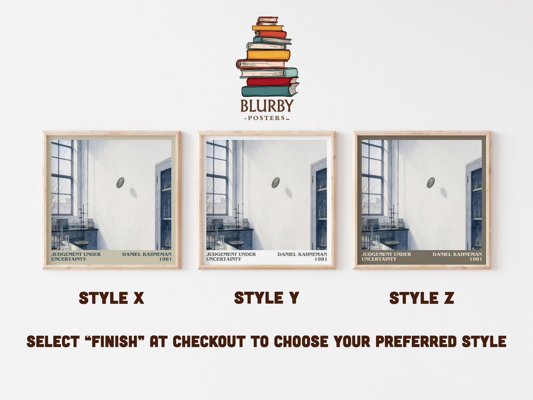 Judgement under uncertainty literary print in frame leaning in hallway – __new__:educational wall art (mockup)