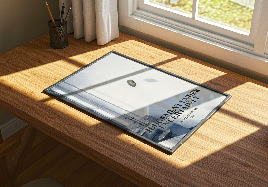 Judgement under uncertainty watercolour book poster framed on wall – __new__:educational wall art