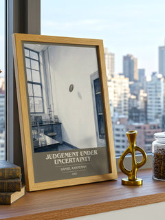 Judgement under uncertainty book cover print framed by window – literary home decor