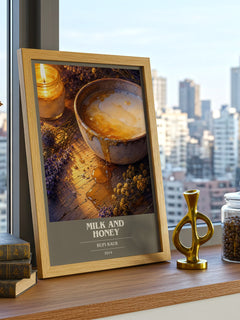 Milk and Honey book cover print framed by window – literary home decor