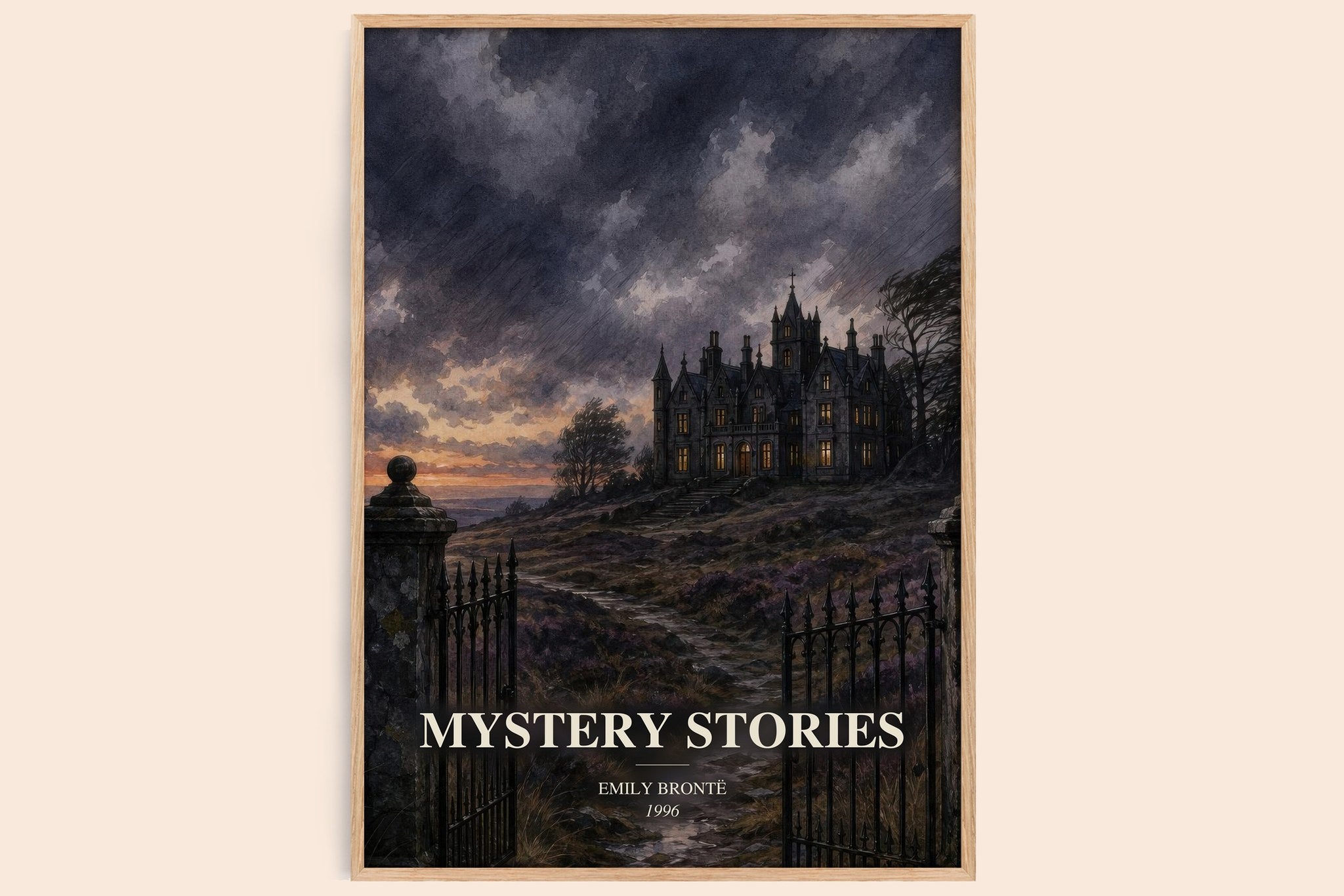 Mystery Stories Book Watercolour Illustration by Emily Brontë